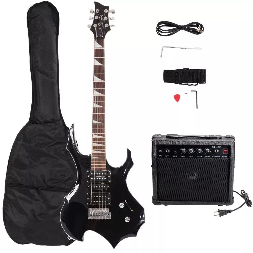 Glarry Flame Shaped Electric Guitar with 20W Electric Guitar Audio