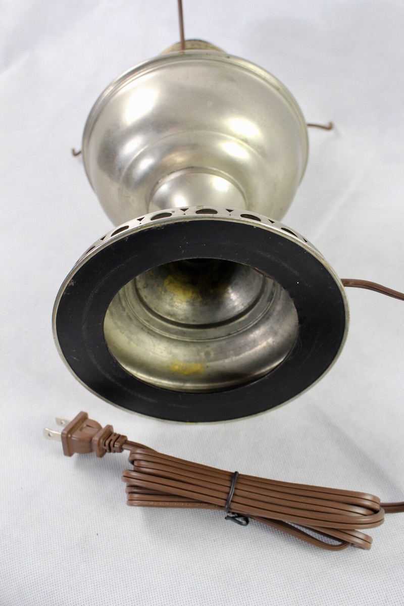 Antique Aladdin Nickel Model #9 Kerosene Oil Table Lamp