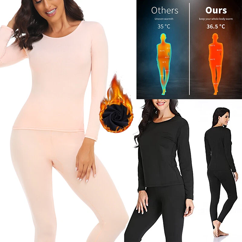 Thermal Underwear Set Women Long Johns Base Layer Keep Warm Soft Tops &  Bottom