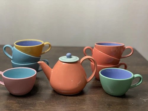 VINTAGE  Lindt-Stymeist Cups & Creamer Set 8 Tea Cups No Saucers