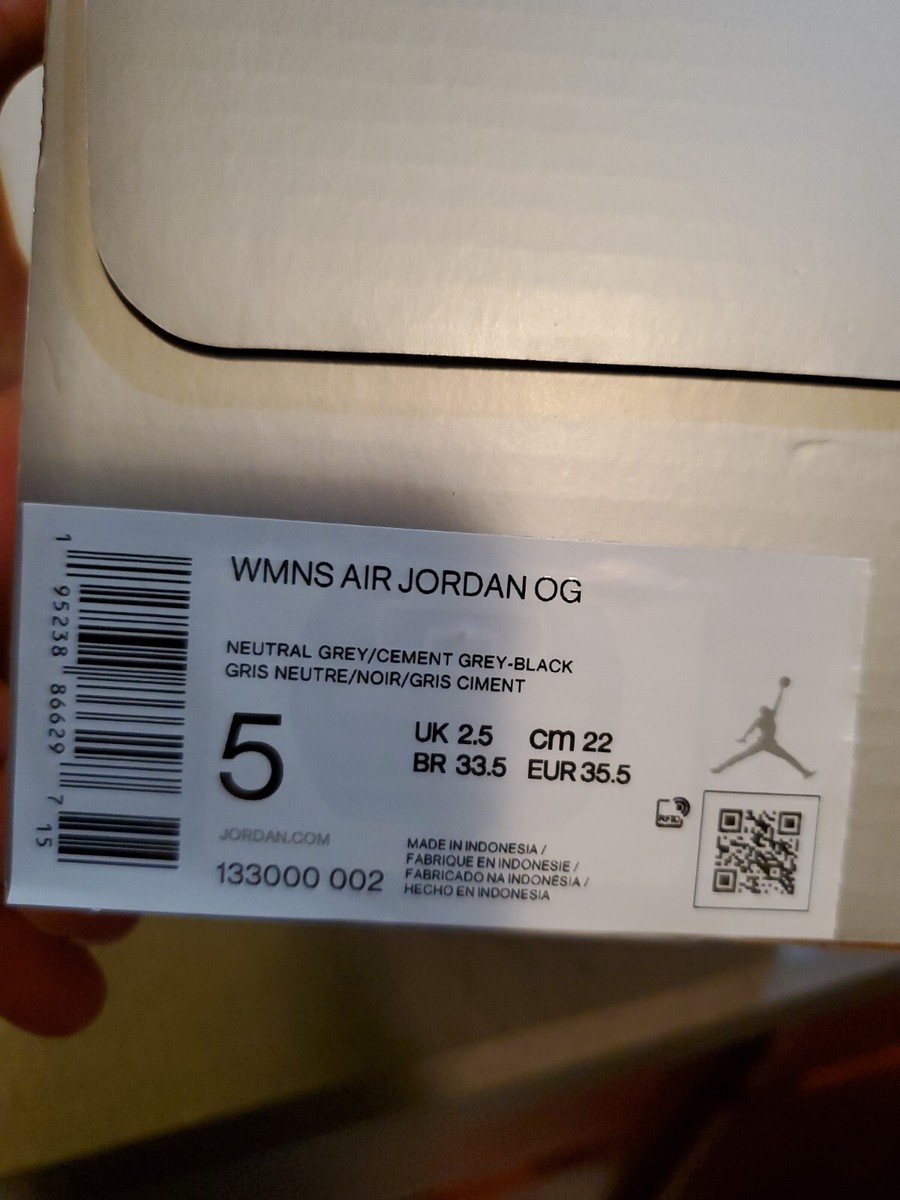 【e-ショップ様】 Nike Air Jordan OG Neutral Grey Cement Black 133000-002 Women USA