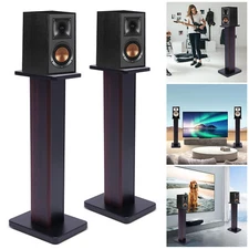 28" Speaker Stand Bookshelf MDF Surround Sound Black Walnut Rack Home Theater US