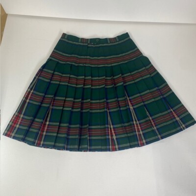 Pendleton Reversible Plaid Wool Skirt Pleated Limited Edition Green Red 16