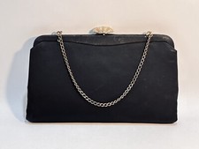 Vintage After Five Clutch Purse Black With Chain
