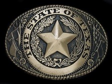 TJ11165 VINTAGE 1970s TEXAS STATE SEAL COMMEMORATIVE BRASSTONE BELT BUCKLE