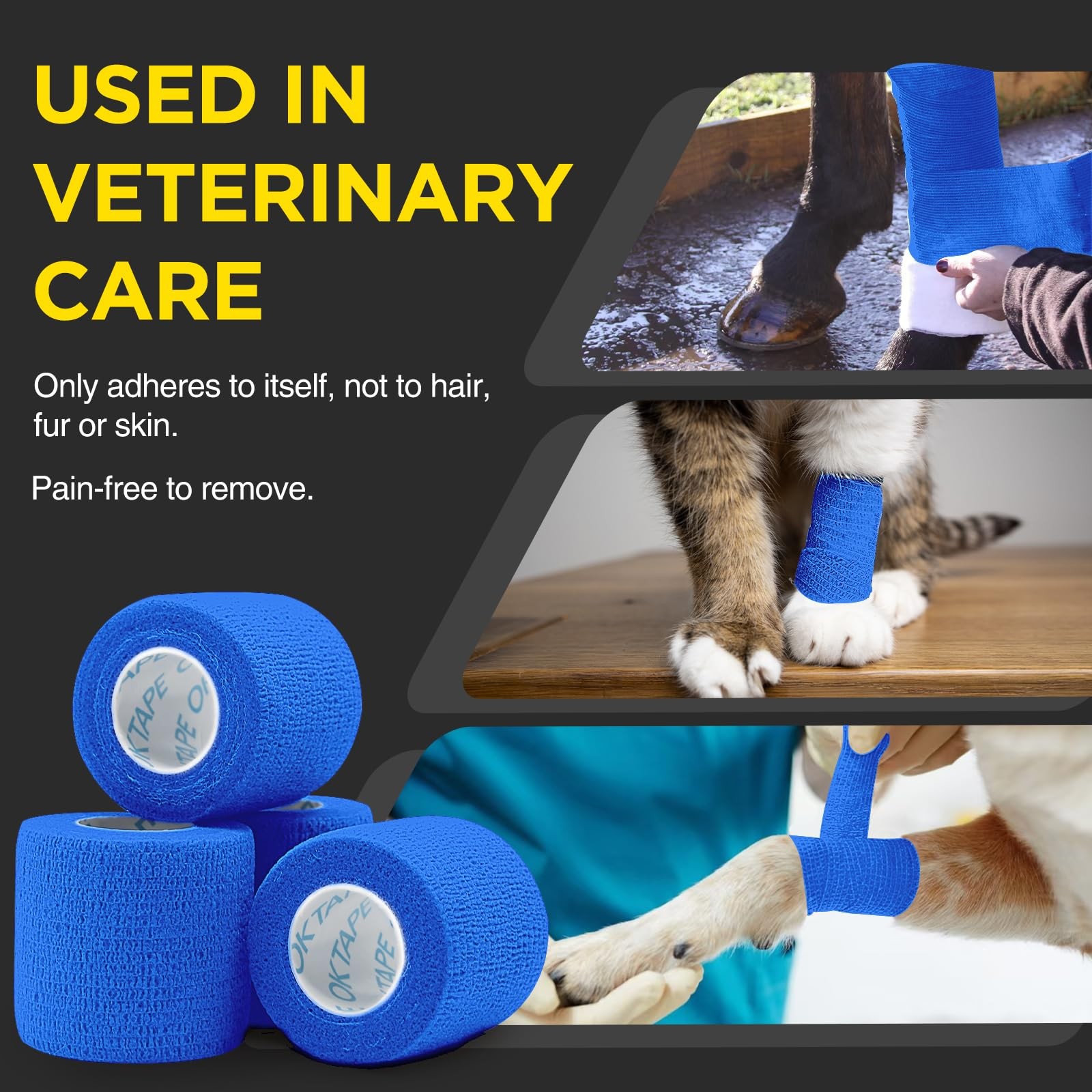 OK TAPE 12 Rolls Self Adhesive Bandage Wrap, Cohesive Elastic 2 Inch ...
