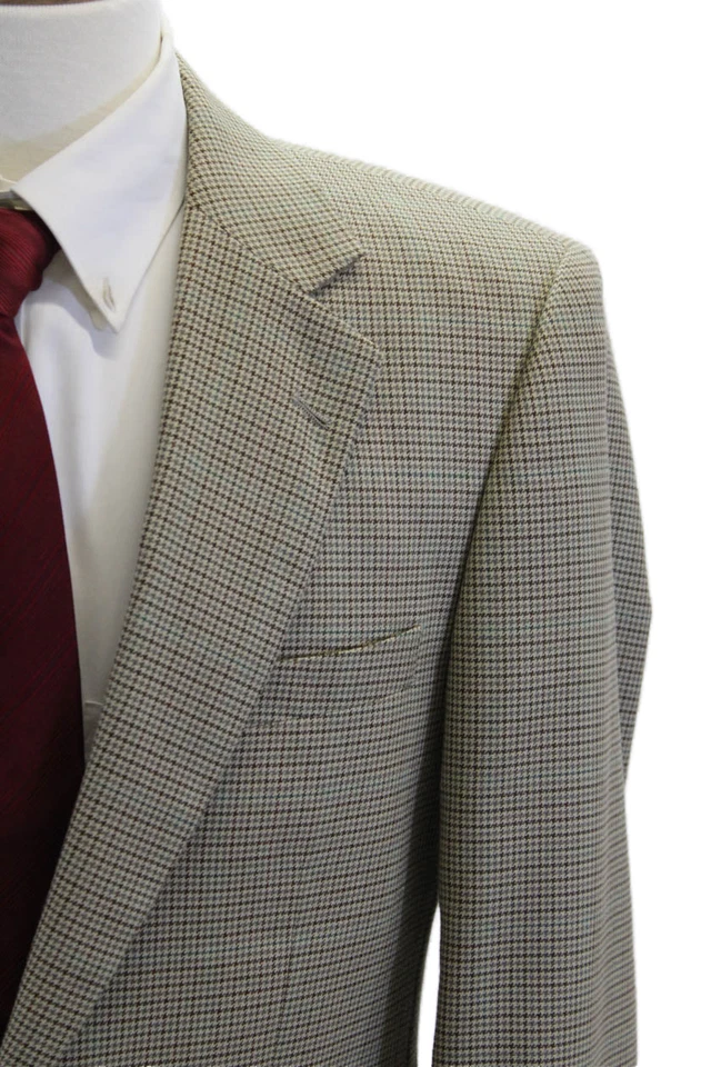 Traje Chaqueta Alan River Para Hombres Cuello Pata de Gallo Dos Botones Beige Talla 40R Foto 2 de 4