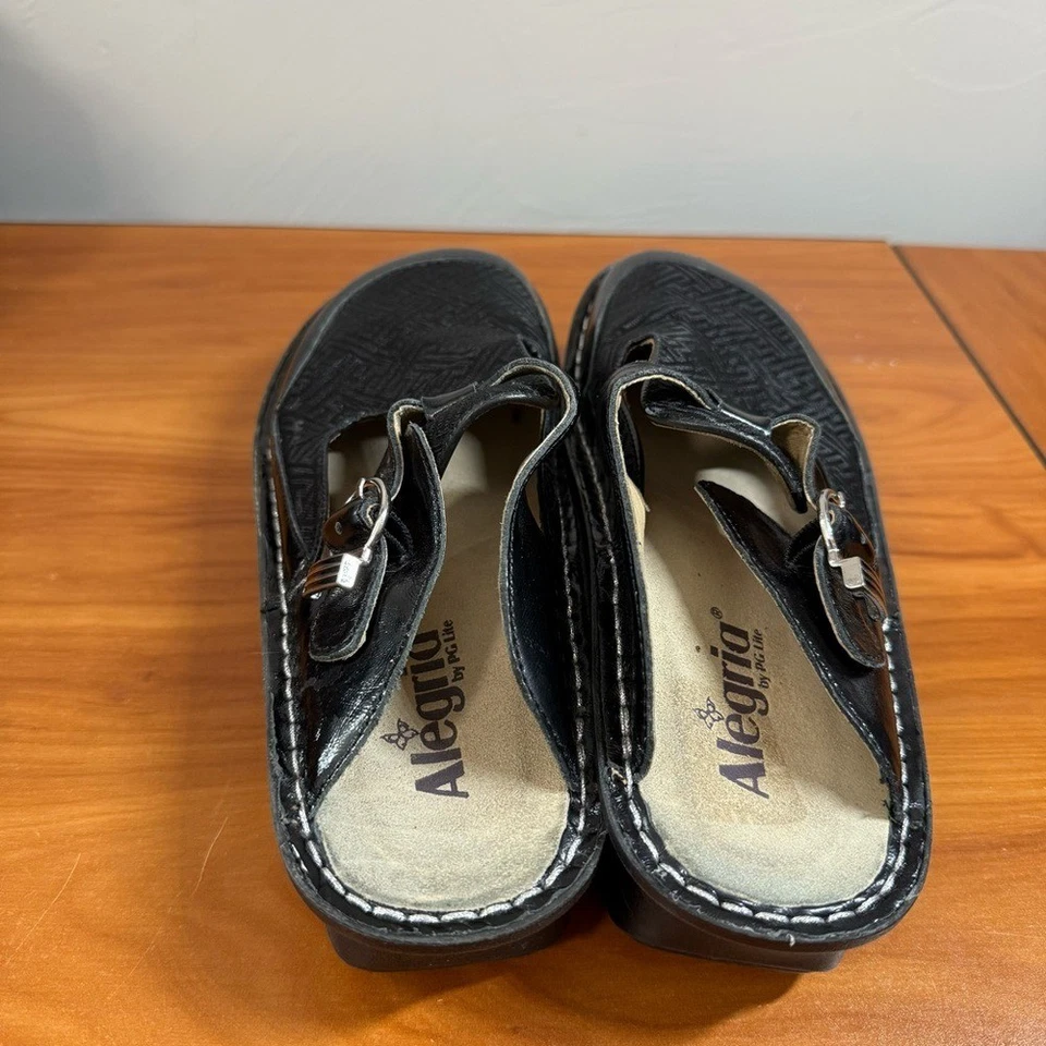 Alegria черный геометрический ткани кожи Mazie сабо пряжка мулы размер 9 (39) - Изображение 2 из 4