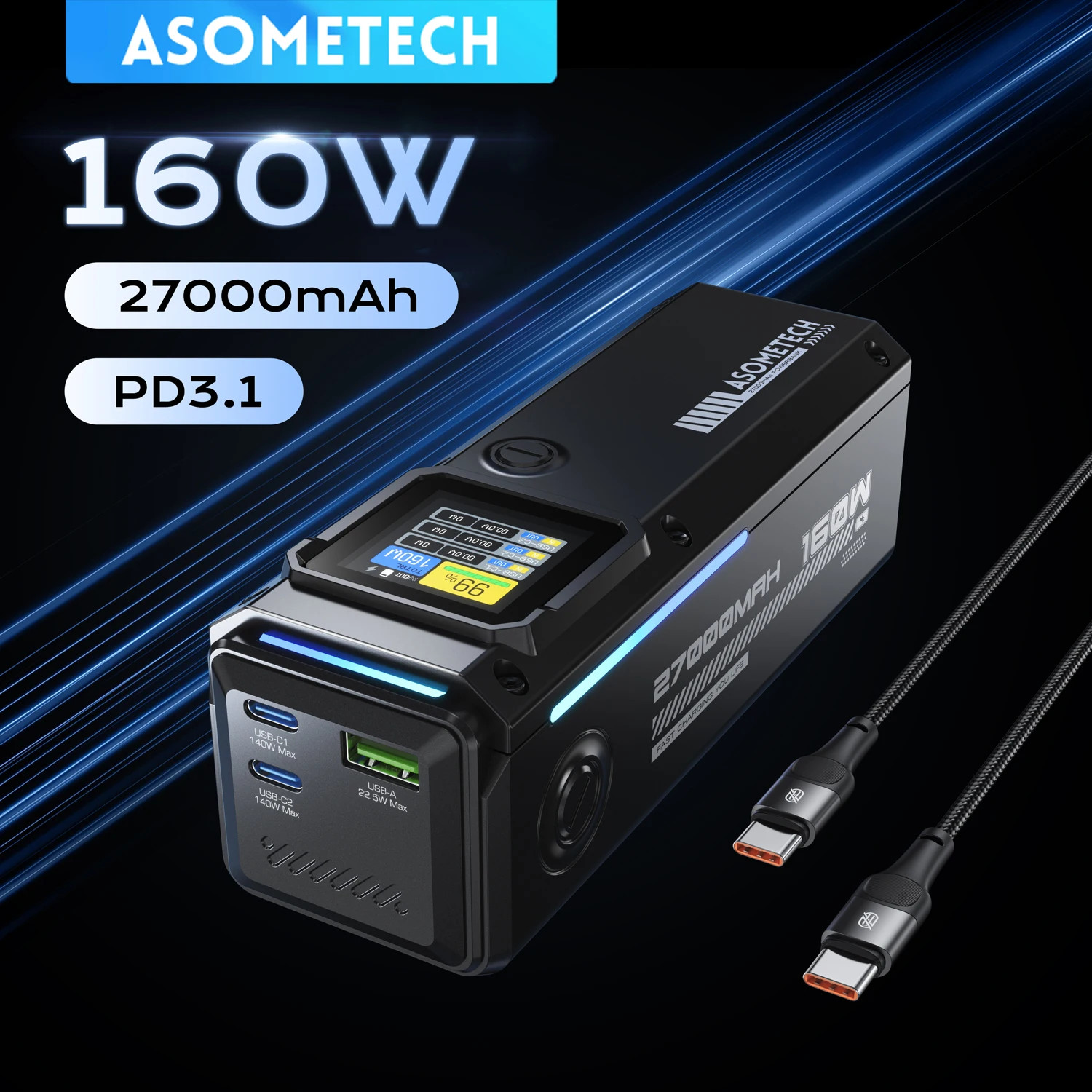 Batterie externe 27000mAh 160W PD3.1 Ultra-Fast pour recharger un MacBook Pro