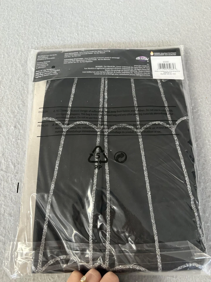 Fun World Spiderweb Poncho Mujer Talla Única 4-14 Negro Plata Disfraz Halloween Foto 4 de 4