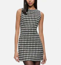 NWT $375 ALICE + OLIVIA Clyde metallic houndstooth tweed mini dress Size 4