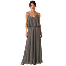 Show Me Your Mumu Caitlin Ruffle Maxi Dress XS Gray Bridesmaid Romantic