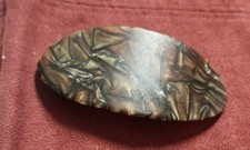 Vintage French Style Barrette Mocha Brown Tortoise Shell Swirl Oval Hair Clip