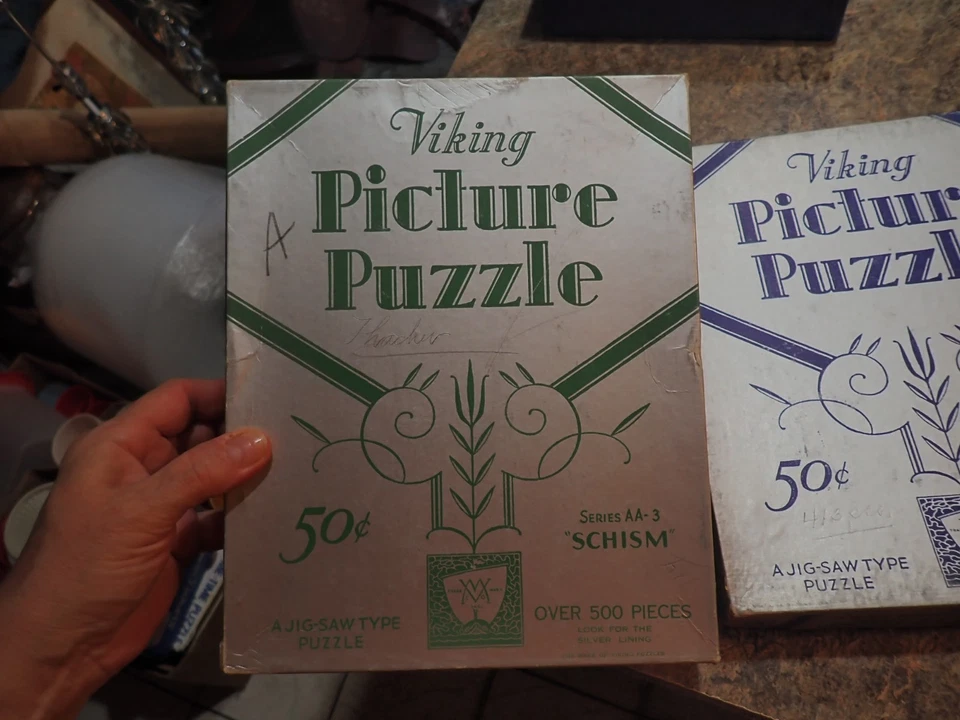 Лот из 2 винтажных головоломок Viking серии AA-2 и AA-3 ищите серебряную подкладку - Изображение 2 из 4