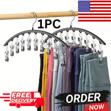 Hangers with Clips Space Saving Pants Closet Organizer Hanging Legging for Home