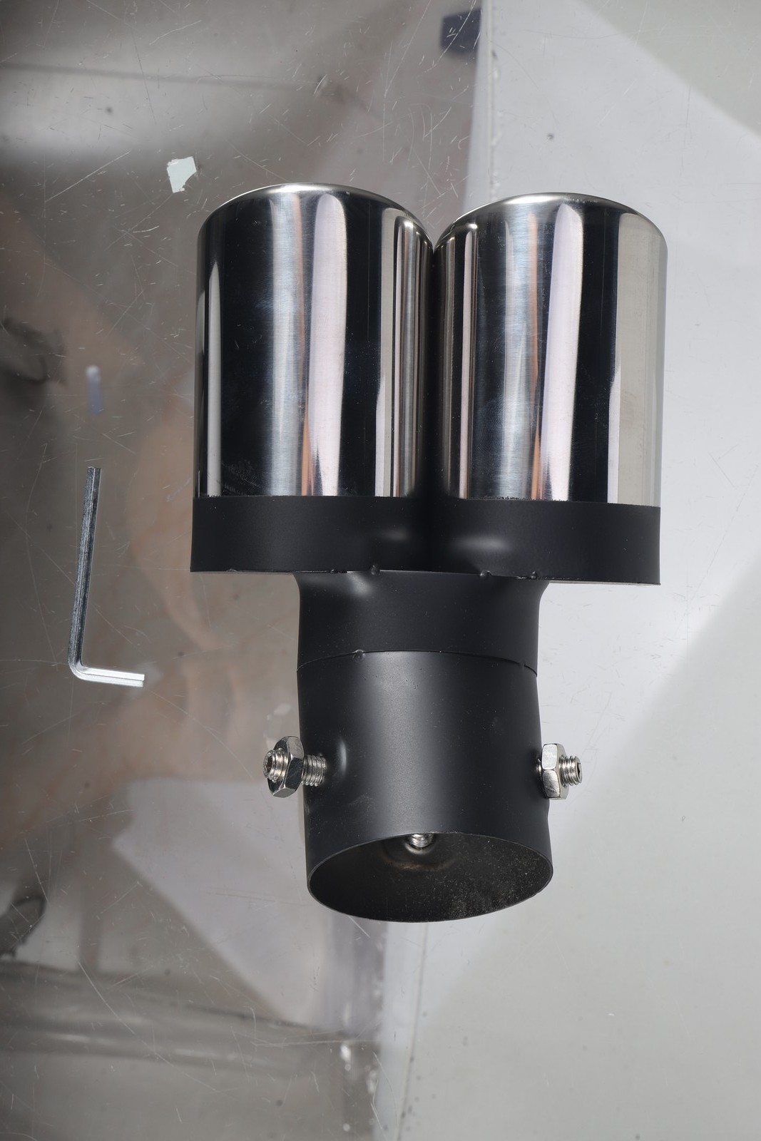 Slanted Dual Tip Exhaust Pipe, Stainless Steel, Upgrade for Car Performance