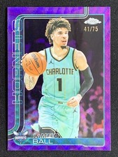 LaMelo Ball 2025-26 Topps Chrome Purple Wave Refractor Base /75 #39