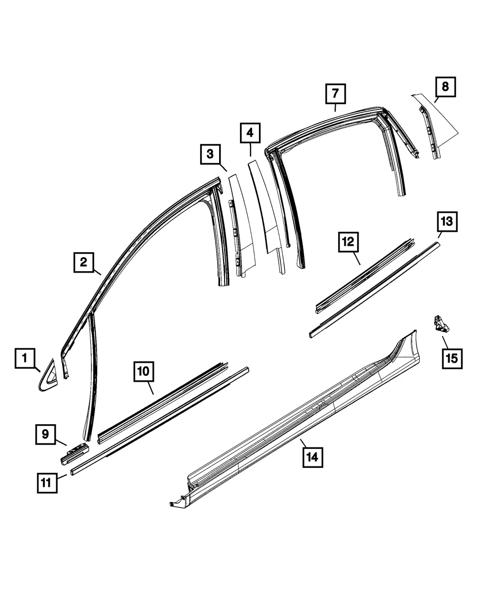 Genuine Mopar 2015-2017 200 Rear Door Flush Glass Weatherstrip Right 68144964AE