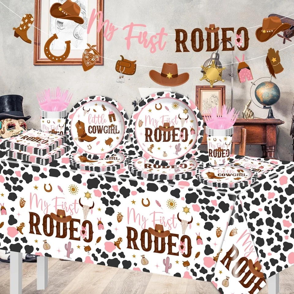 Украшения для дня рождения My First Rodeo — 142 шт. столовая посуда для ковбоев в стиле вестерн для 1... - Изображение 3 из 4