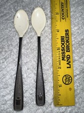 2 Vintage 80 s The First Years Baby Spoons Stainless Soft Bite Rubber Tip