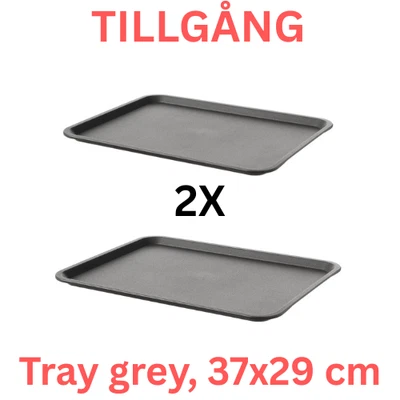2X Grey Plastic Serving Tray Canteen Cafe Fast Food TV Dinner Kitchen 37x29 cm - Image 1 of 4