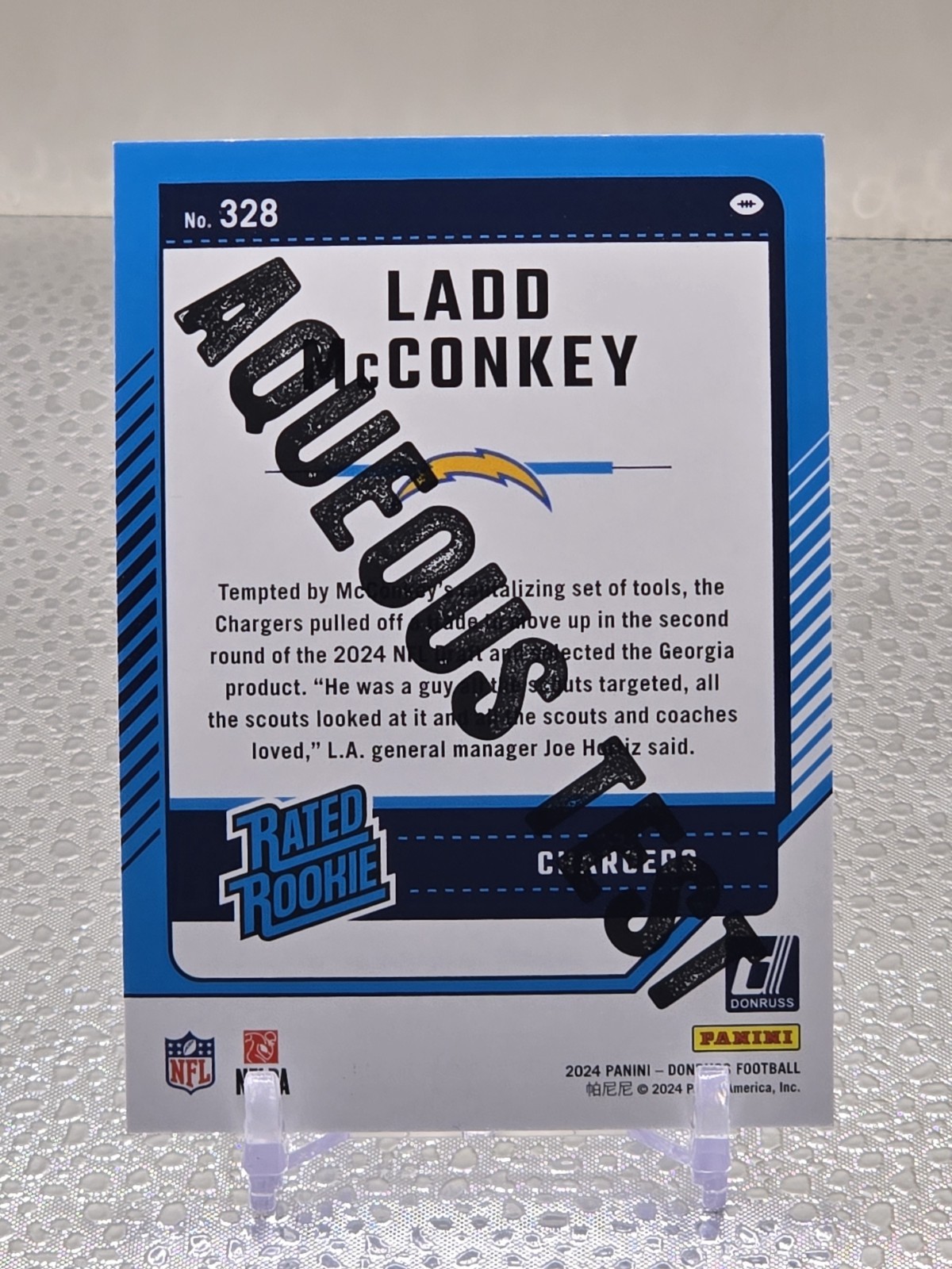 SSP Ladd McConkey 2024 Donruss Aqueous Test Rated Rookie LA Chargers WR1