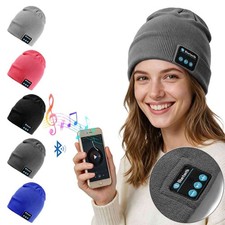 Bluetooth 5.0 Music Warm Beanie Hat Wireless Cap Headset Headphone Speaker Mic