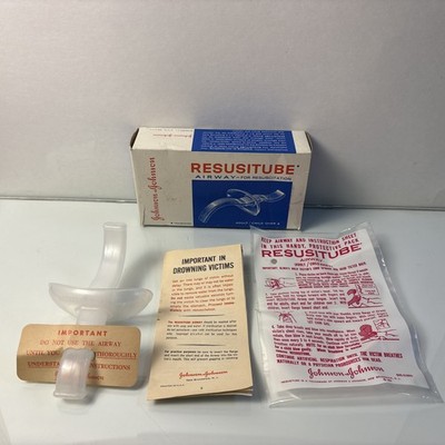 Vintage Johnson & Johnson Resusitube Emergency Airway Breathing Aid w Box
