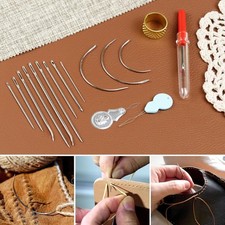 Heavy Duty Hand Sewing Needles Set Leather Large Eye Curved Needles Threaders