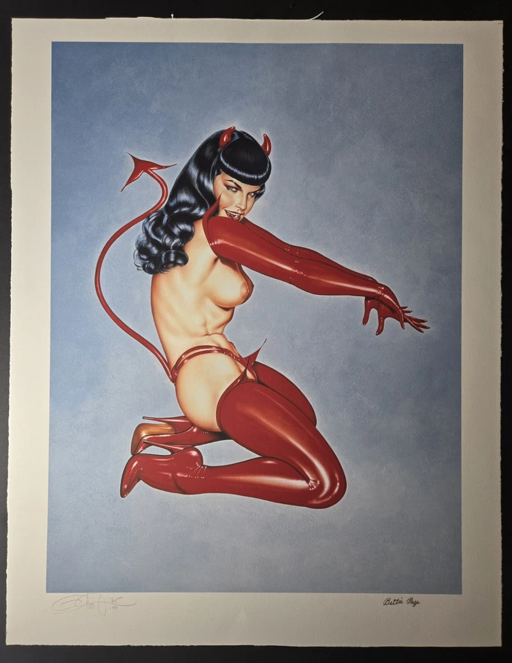 Giclee firmado Bettie Page Olivia DeBerardinis # 75/100 salsa caliente certificado de autenticidad BAS *LEER* Foto 2 de 4
