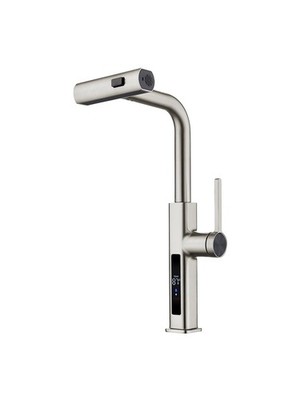 Lefton Pull-Out Waterfall Kitchen Faucet with Temperature Display, Two Water ...
