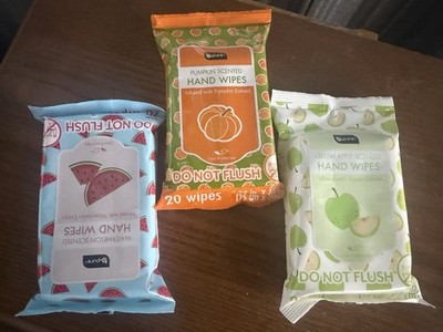 3 Pack B-Pure Hand Wipes   Pumpkin, Watermelon, Green Apple
