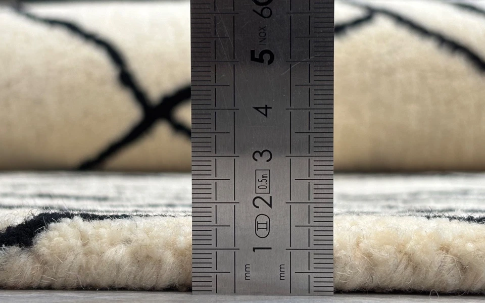 Elfenbeinfarbe Teppich 100% Wolle 160X230 cm Orientteppich Handgetuftet HT394 - Bild 2 von 4