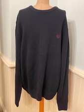 NWT Mens Size Large L Chaps Navy Crew Neck Sweater Kent 100 Cotton 60