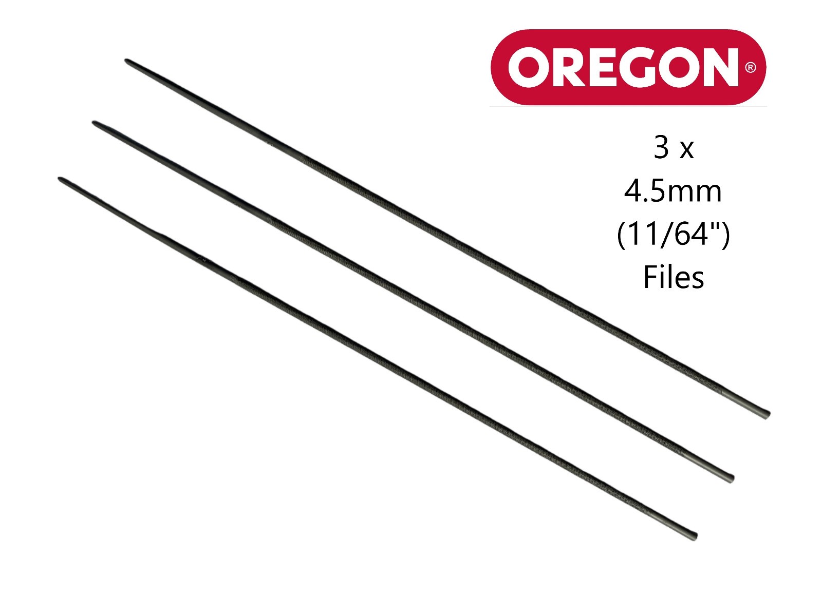 Oregon 70511T Chainsaw Chain Sharpening Round Files 11/64"" / 4.5mm - Pack of 3