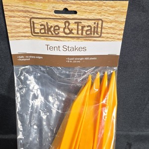 Lake & Trail 9in ABS Plastic Tent Stakes Orange Rustproof LT009 KEY 495