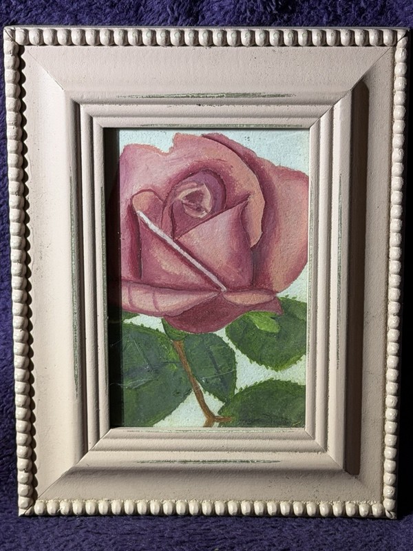 Shabby Chic frame Framed Pink Rose Flower Floral Still Life Painting, 8 x 6 i