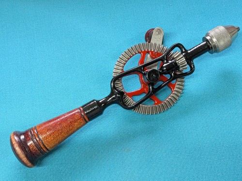 Antique Red Head 1/4" No. 110 Egg Beater Hand Crank Drill, ca. 1910's New York - Picture 6 of 20