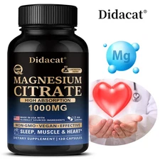 Magnesium Citrate Supplement, Soothes Nerves, Strengthens Bones,120 Capsules