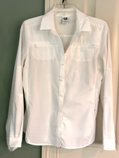 REI Women  s White Outdoor Button Collar Shirt w/ Venting Panels- Small