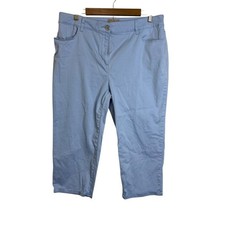Chico's Pants Women's Large Capris High Rise Chino Flat Front Blue Chicos 2