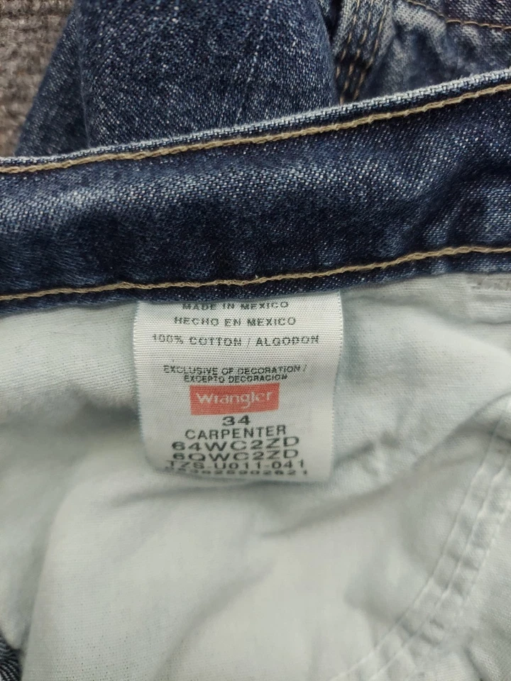 Pantalones Cortos Carga Wrangler Para Hombres 34 Azul Carpintero Utilidad Denim Ropa de Trabajo Exterior Foto 3 de 4