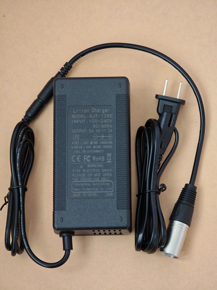 SJT-125E 54.6V 2A Li-ion Charger for Bintelli Fusion 3-Pin(S1) XLR