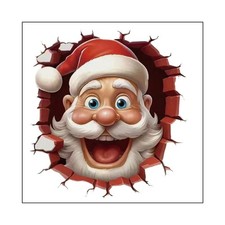 Christmas Wall Stickers, Santa Claus Breaking Through Wall Design Room Decor