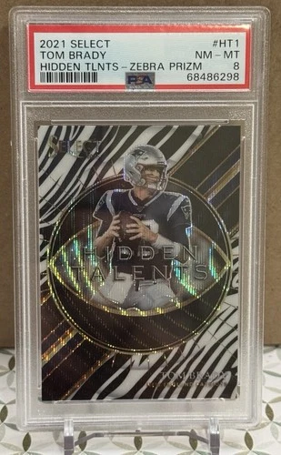 2021 Panini Select Hidden Talents Tom Brady #HT-1 Zebra Prizm PSA 8 Patriots