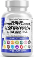 Clean Nutra Eye Vitamins with Bilberry Lutein and Zeaxanthin Supplements Lycopen