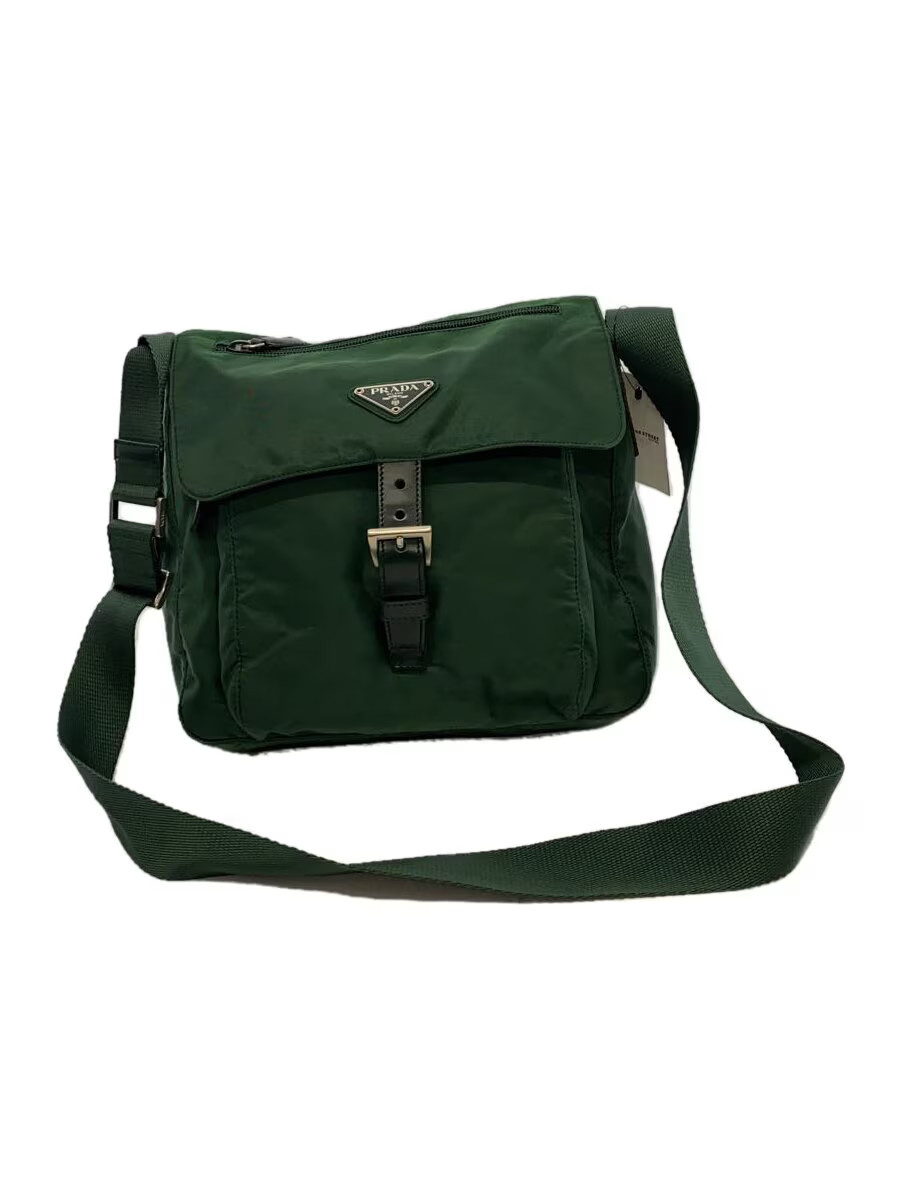 RARE PRADA Nylon Shoulder Bag GRN b8994 Vintage