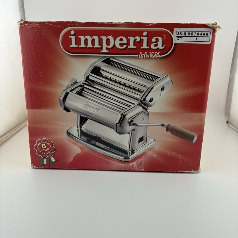 Imperia Manual Pasta Maker Red Stainless Steel Fettuccine Spaghetti