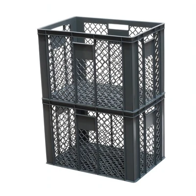 LOGIPLAST 2 Stück Bäckerkisten / Brotkisten 600 x 400 x 410 mm in Grau