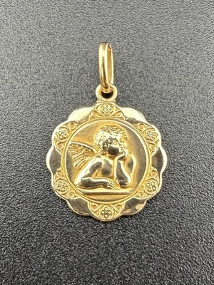 18k Yellow Gold Baby Angel Pendant Charm 1.1dwt 1.7g